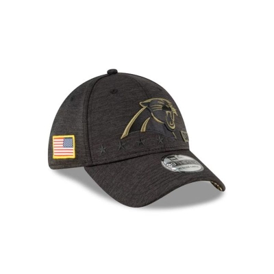 Black Carolina Panthers Hat - New Era NFL Salute To Service 39THIRTY Stretch Fit Caps USA7041832